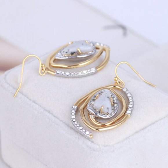 New Alexis Bittar Spiral Gold Crystal Earrings - Picture 8 of 8